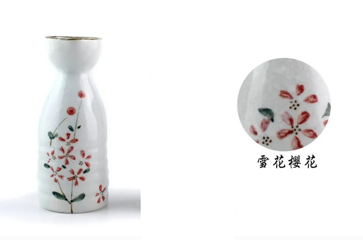 1 pc Wine Kettle 4 pcs Cups Snowflake Cherry Ceramic Korean Japanese Style Jug Tableware Hand-painted