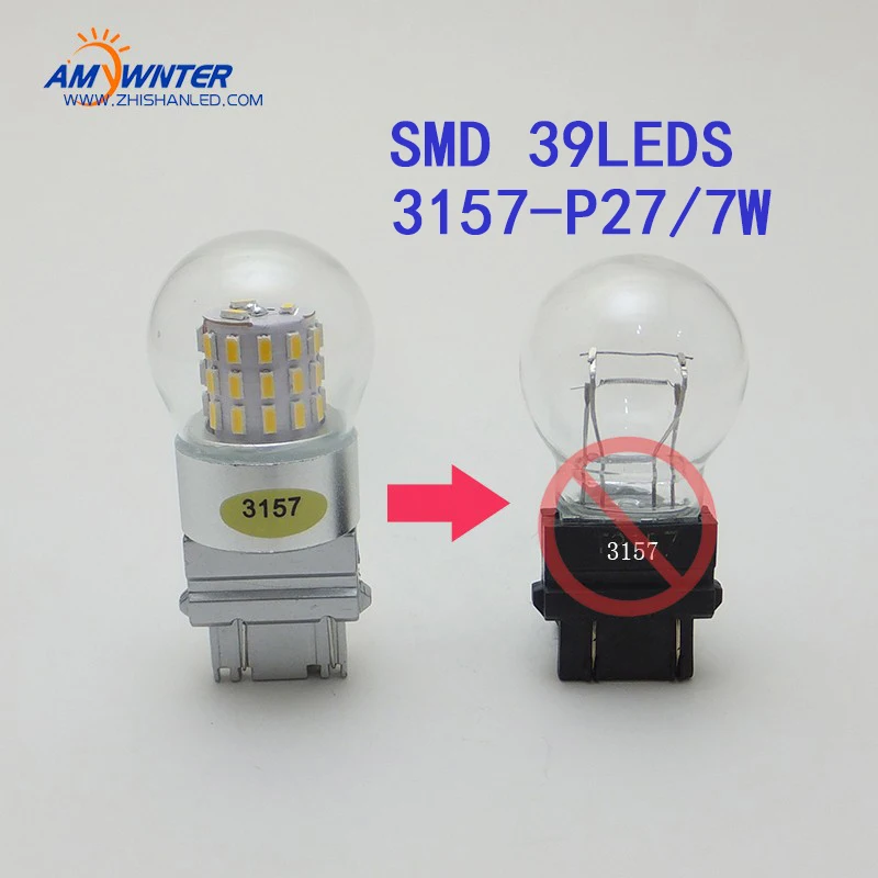 AMYWNTER P27/7W 3157 Led car-styling Dual Light Function 3156 Amber Yellow White Brake bulbs Red