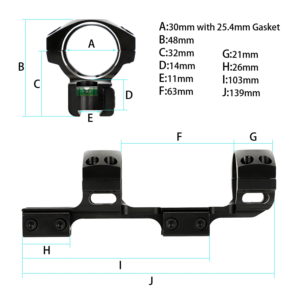 ohhunt Scope Mount Rings 30mm 25.4mm Tube 3/8