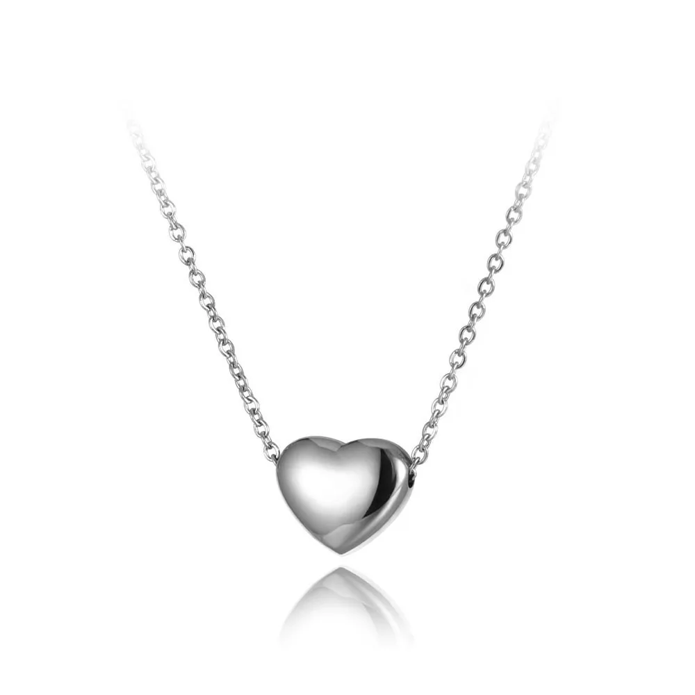 Lokaer Titanium Stainless Steel Love Heart Pendant Necklace Jewelry Rose Gold Color Chain Link Wedding Necklace For Women N19086