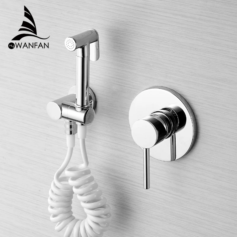 Silver Bidets Single Cold Angle Copper Bathroom Toilet Shower Blow-fed Spray Gun Nozzle Bidet Faucet Garden Use Car Wash 811356