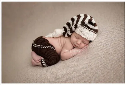 

Newborn hat ,crochet Baby Boys long tail elf Hat & Pants set, newborn kintting Photography Prop size: 3-4m