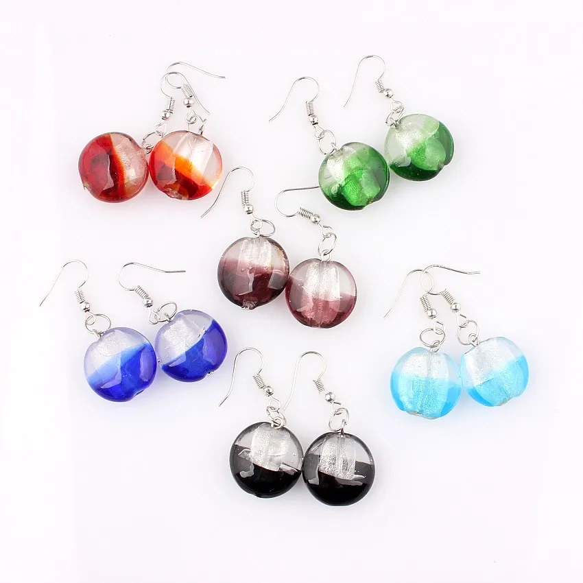 QianBei Wholesale Fashion 6pairs Handmade Murano Lampwork Glass Mix Color Women\'s Romantic Glass Earrings Female Jewelry