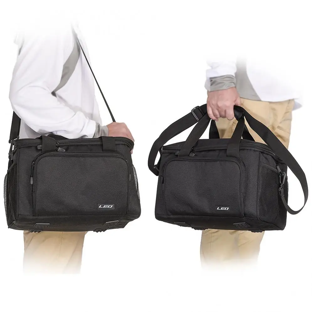 Black Outdoor Fishing Bag Multifunctional Waterproof Oxford Shoulder Messenger Fishing Tackle Reel Lure Camera Storage Bag