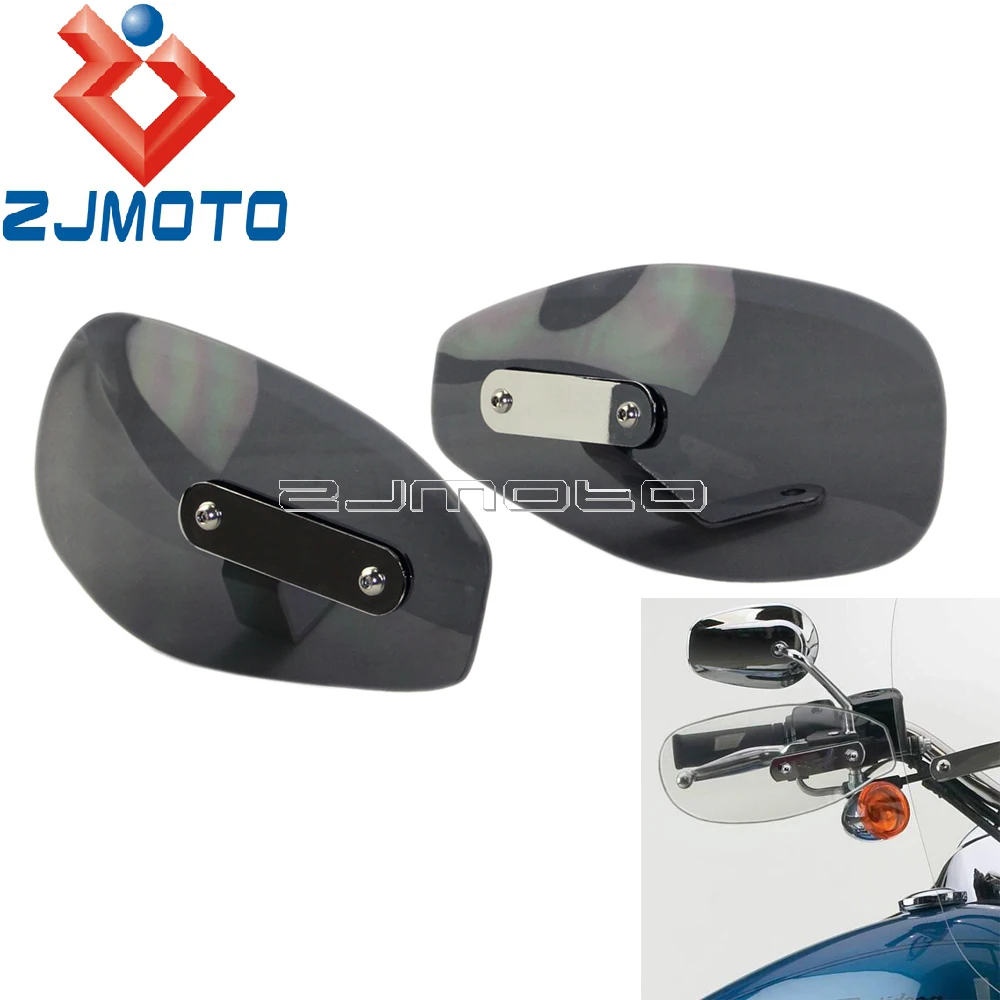 ZJMOTO ABS Plastic 8mm 10mm Universal Motorcycle Smoke Hand Guard Wind Deflector Protector Shield For Choppers Crusiers Touring