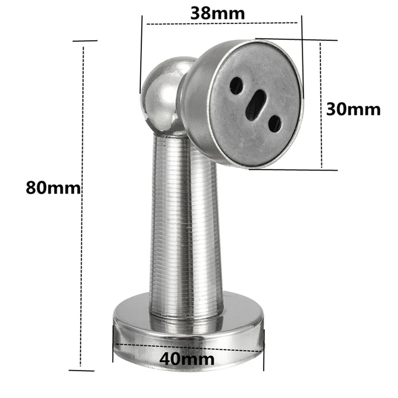 MTSPACE Durable Stainless Steel Magnetic Door Stop with 7pcs Install Accessory Stopper Catch Avoid No Slamming Back Wall 40x80mm