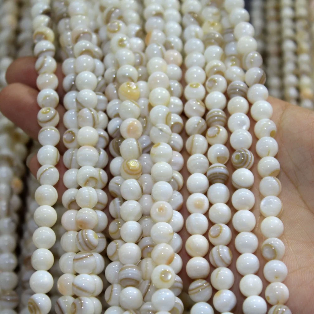 Wholesale  Natural Stripes Chinese Shell Beads For Jewelry Making DIY Bracelet Necklace stone 4/5/6/7/8  mm Strand 15.5\'