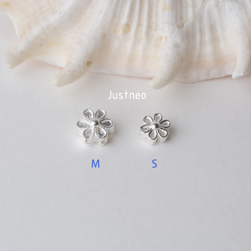 solid 925 sterling silver flower charm beads, spacer charm beads for necklace, bracelet,earring sterling silver jewelry