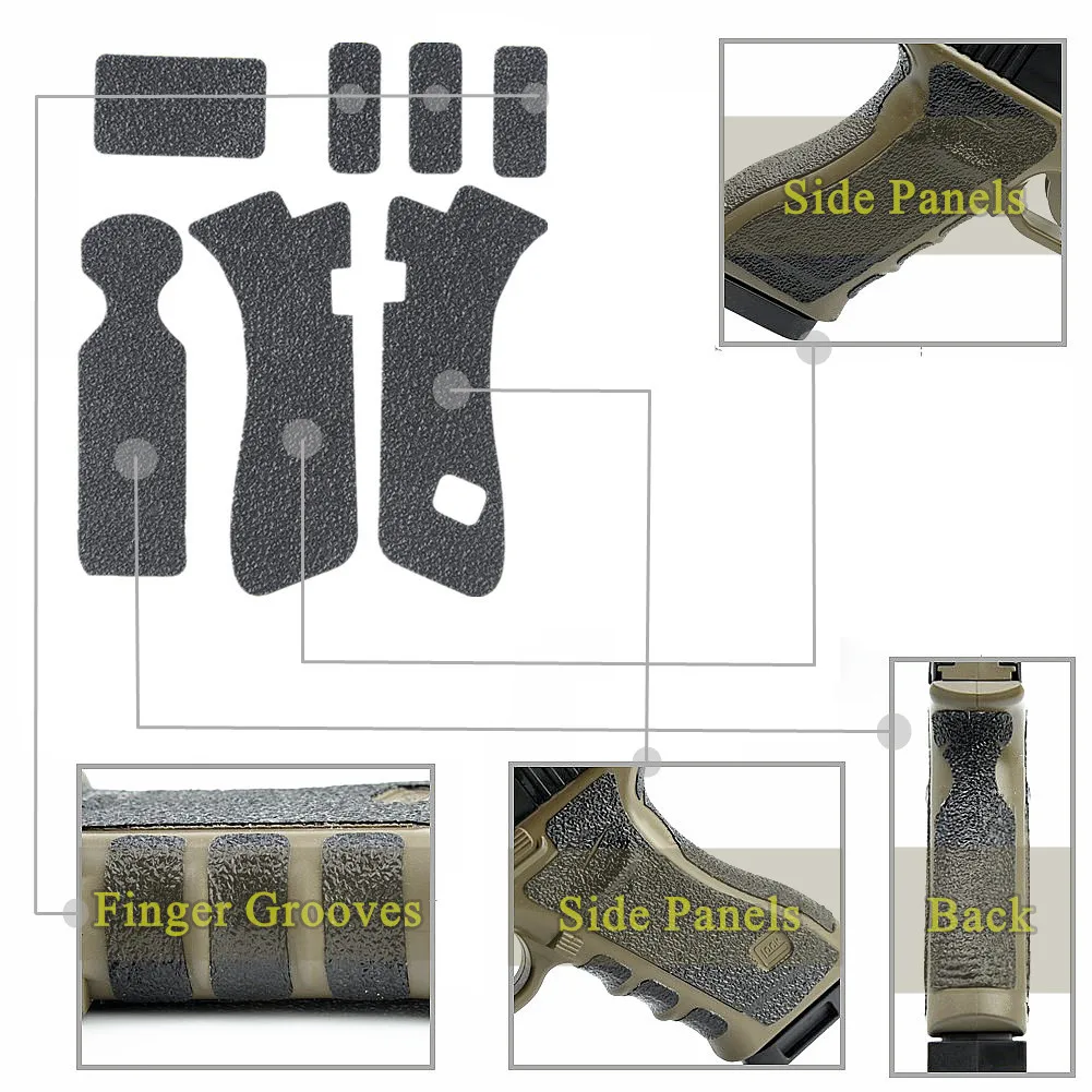 Non-slip Texture Rubber Grip Wrap Tape for Gen 1 2 3 4 5 Glock 17 19 20 23 25 26 34 40 42 43 43X 48 Pistol Gun adhesive