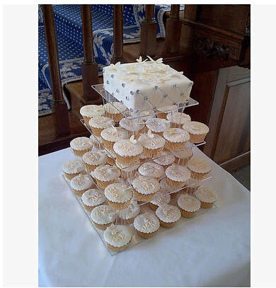 

Hot Cheapest !Square Clear 4 Tier Acrylic Wedding Cake Display Stand Cupcake Stand For Wedding Party