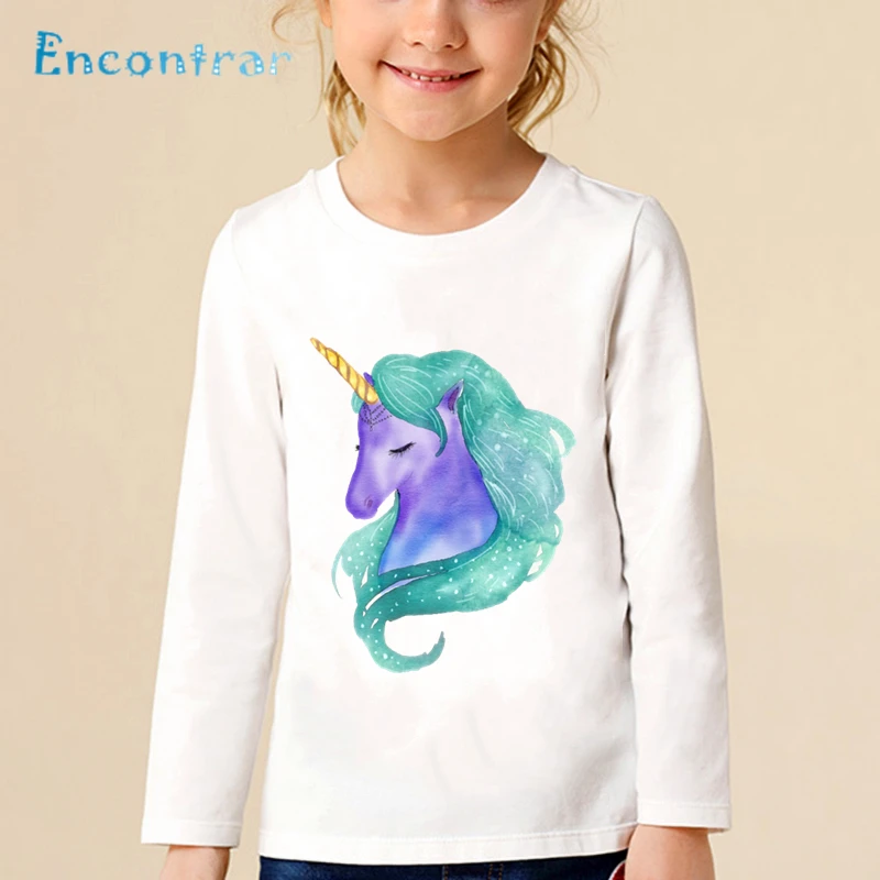 Children Harajuku Dabbing Flower Unicorn Head Print T shirt Kids Cartoon Funny Tops Boys Girls Long Sleeve Baby T-shirt,LKP5189