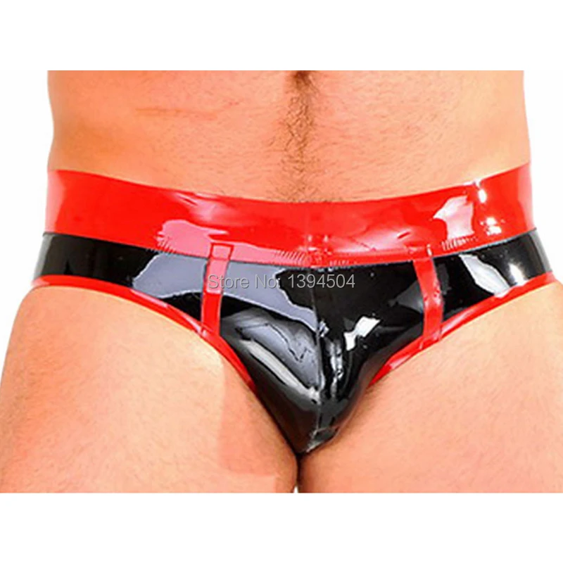 

hot sexy Latex male red spliced lingerie Cycling Shorts Tight Underwear cekc men Pants costumes fetish lenceria zentai uniform