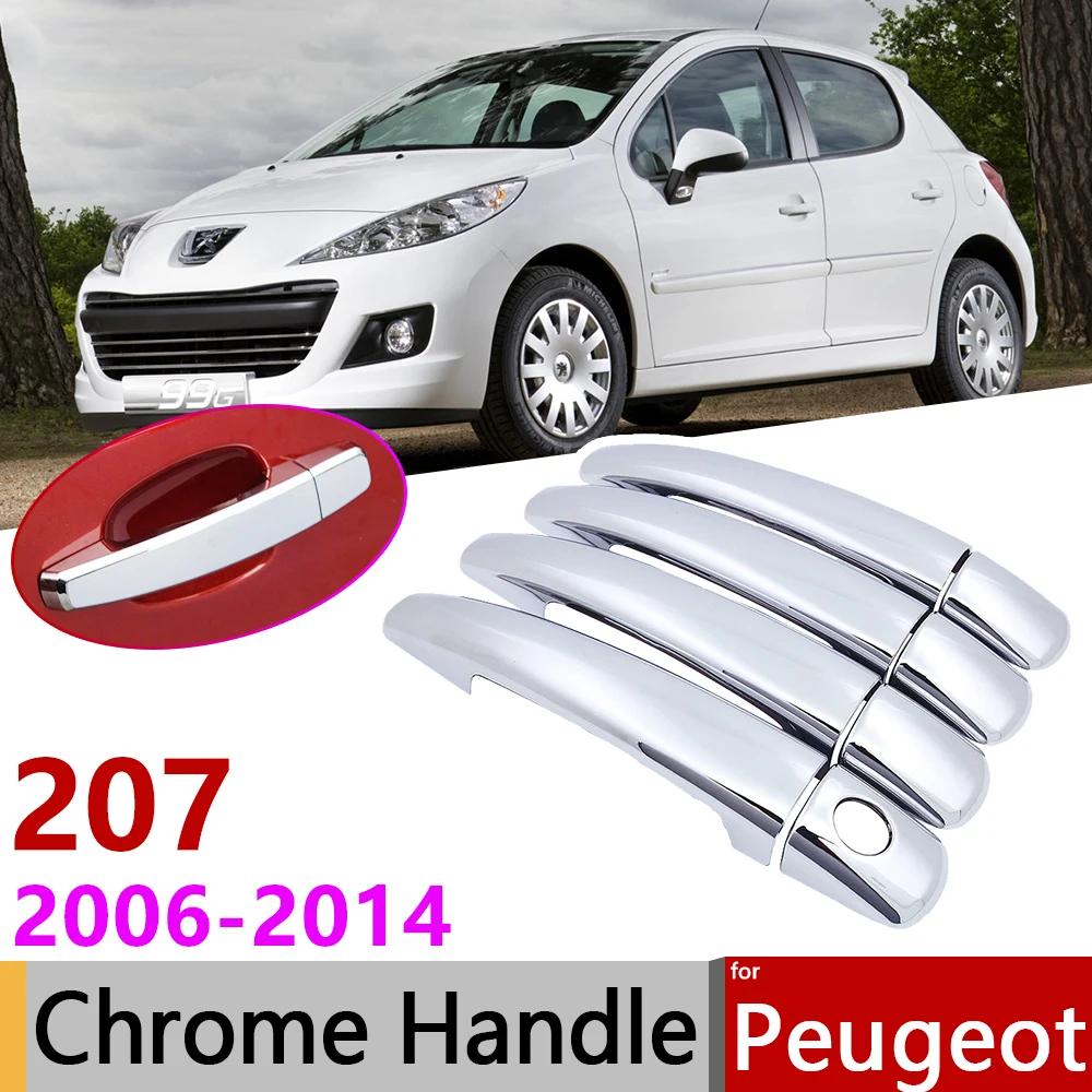 

for Peugeot 207 cc sw 2006~2014 Chrome Door Handle Cover Car Accessories Stickers Trim Set 2007 2008 2009 2010 2011 2012 2013