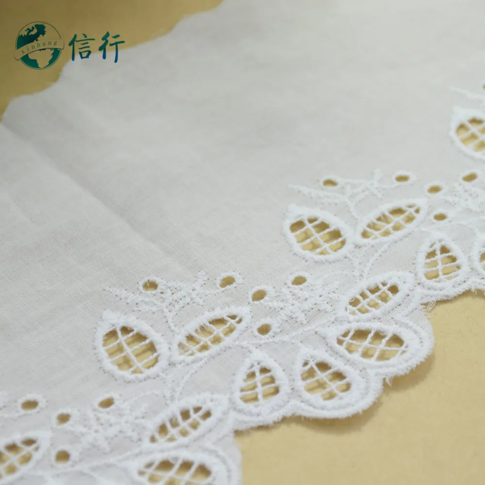 9cm Width Pure Cotton Embroidery White Lace Sewing Ribbon Guipure Trims Fabric Warp Knitting DIY Dress Garment Accessories#3615