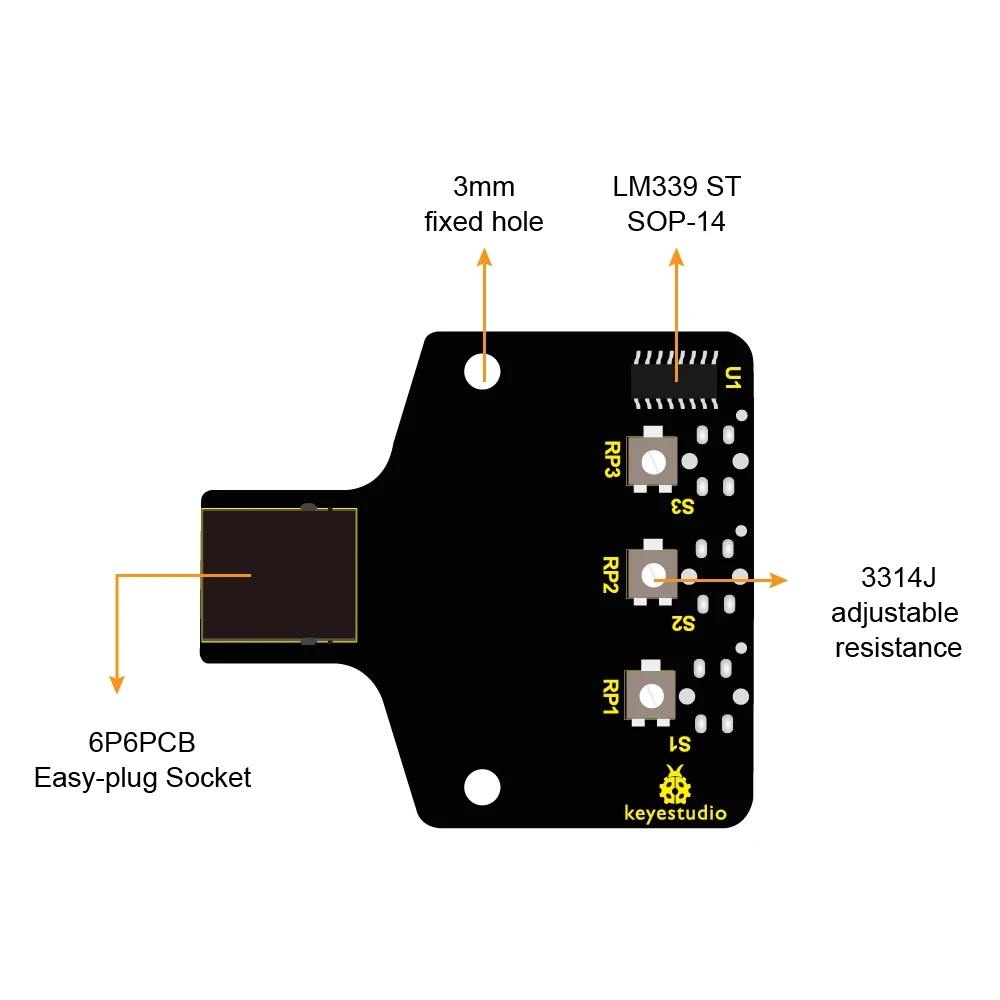 Keyestudio KEYBOT Easy Plug Programmable Robot 3-way Line Tracking Sensor For Arduino Robot