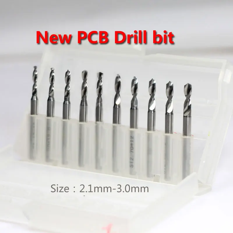 New 10pcs 2.3mm Carbide PCB Jewelry CNC Drill Bits for Wood Metal Fiberglass Plastics HUHAO