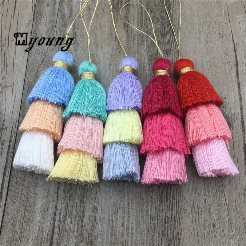 Layered Tassels Three Tier Jewelry Tassels Pendant Triple Cotton Tassel Ombre Tiered Earrings Tassels for jewelry making MY1428