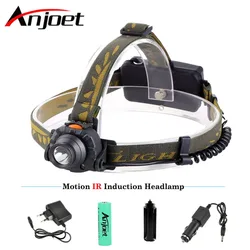 Anjoet Q5 LED 2000LM Motion Induction Headlamp Headlight Light Infrared IR Sensors Head Lamp 18650/AAA For Outdoor Hunting Camp