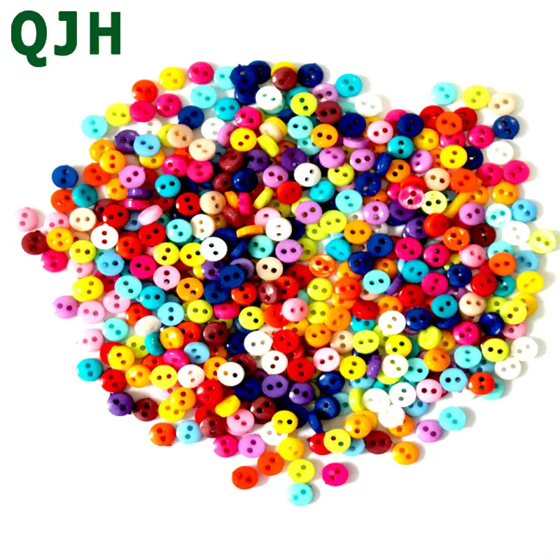 DIY clothing sewing Craft accessories 600pcs 6mm 2 Hole Round Resin Mini Buttons Mixed colors Doll Clothes Embellishment Button