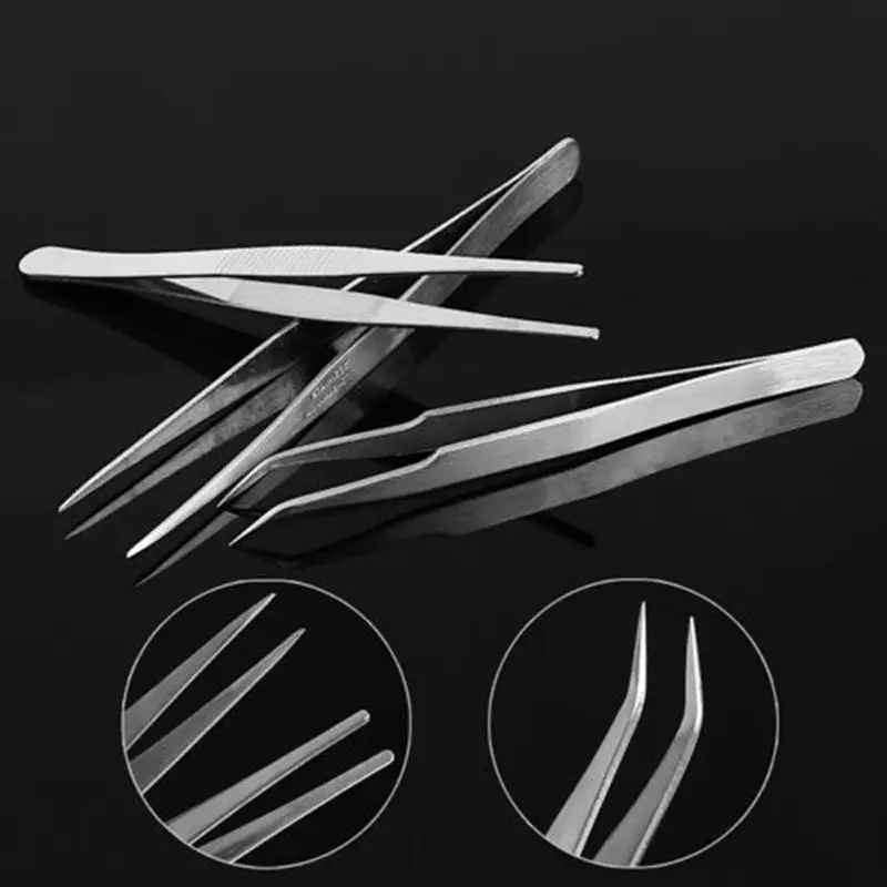 3 Pcs Precision Curved Straight Tweezer Set Stainless Steel Anti Static Tool