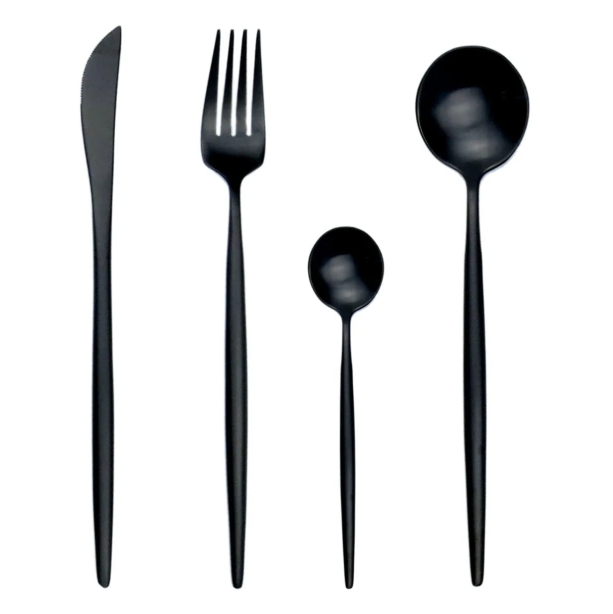 

24Pcs Matte Black Dinnerware Set 18/10 Stainless Steel Dinner Knife Fork Cutlery Set Mutil-color Silverware Set Kitchen Utensils