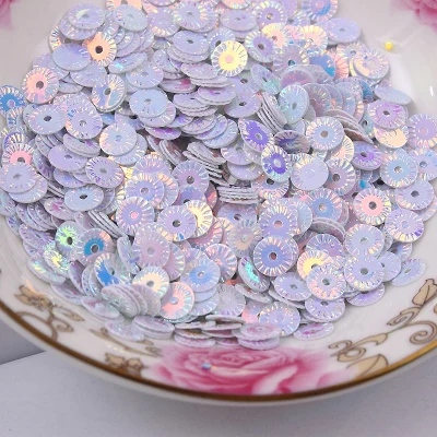 3000Pcs 6mm Round Wheel Flower Gold Plating Loose Sequins Sewing PVC  DIY Paillette White Confetti Spangles