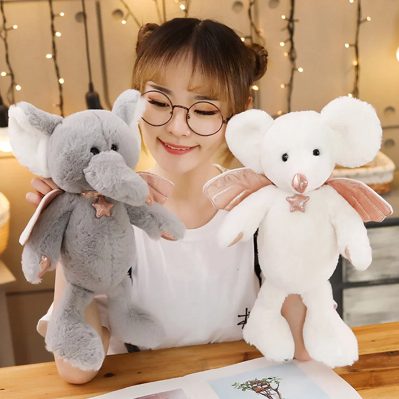 Kawaii Tai Voi Thỏ Cừu Chuột Sang Trọng Đồ Chơi Dễ Thương Thiên Thần Voi Búp Bê Thú Nhồi Bông Gối Mềm Mại Cho Bé Đồ Chơi Trẻ Em Trẻ Em Quà Tặng