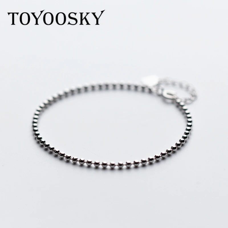 

Wholesale Classic Simple Small Round Ball Bead Bracelet 925 Sterling Silver For Women Contracted Fashion Jewelry Gift