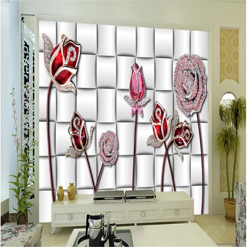 beibehang Papel de parede  jewelry rose flower jewelry background parquet 3d TV contracted large mural wall papers home decor