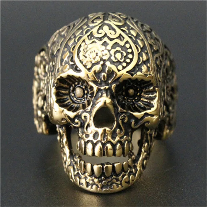 Newest Design Punk Golden Black Skeleton Ring 316L Stainless Steel Cool Man Hot Popular Damn Ring