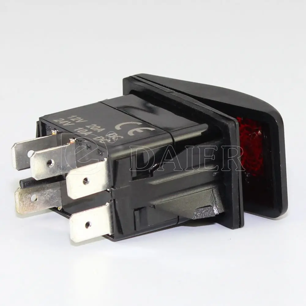 1PCS SPST 5PIN ON-OFF Marine Switch Waterproof Car Auto Switch With Red Dual LED Light