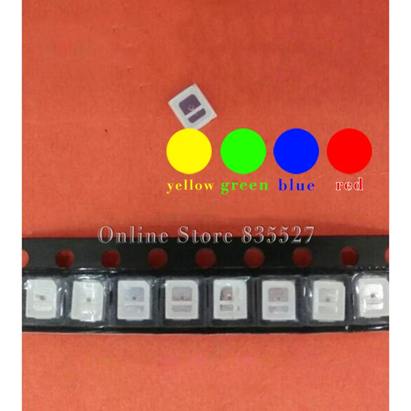 4000pcs/lot LED lamp beads blue / green / red / yellow SMD 2835 0.2W Super highlight light-emitting diode