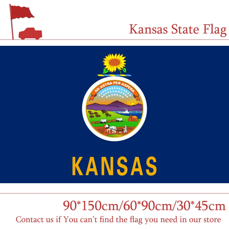 40*60cm 60*90cm 90*150cm Flying Flag 15*21cm Hand Flag Kansas State Flag 3*5Feet Polyester Banners American 100d Polyester