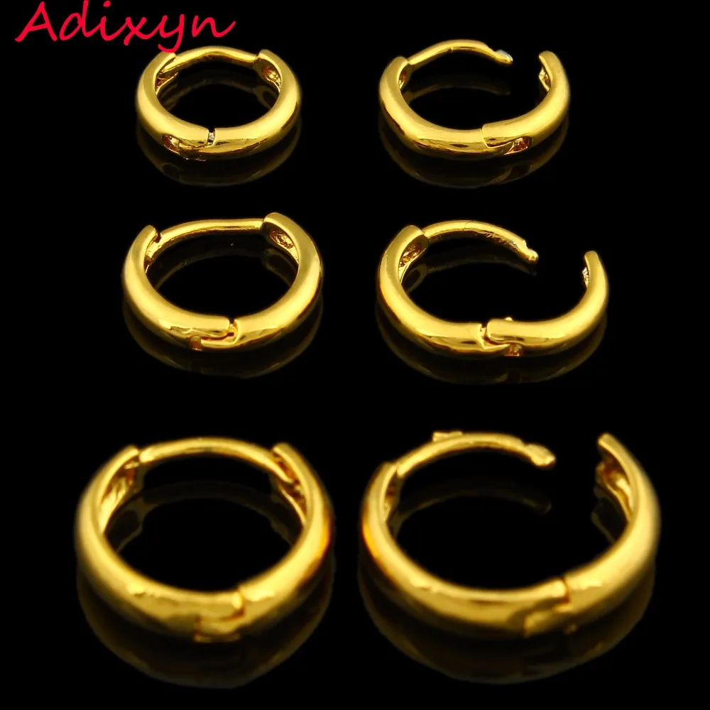 Adixyn 3 Size Gold Hoop Earrings for Women Girls Gifts Gold Color Africa/Arabic/Kenya/India/Middle East Earring Wedding Jewelry