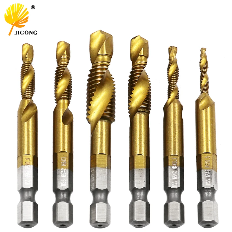 

Spiral Pointed Taps HSS M2 Tapping Thread Forming 1/4 Inch Hex Tap Drill Bits Metric Spiral Fluted Machine Screw Tap Kit M3-M10