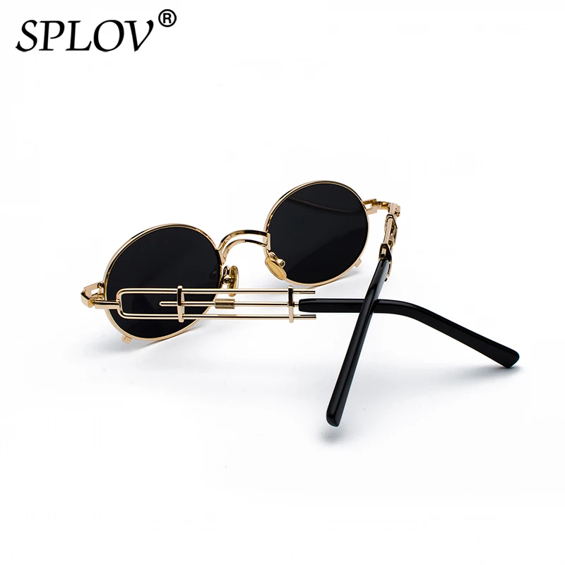SPLOV Retro Round Streampunk Sunglasses Men Women Brand Designer Metal Sun Glasses Personality Small Circle Eyewear Oculos