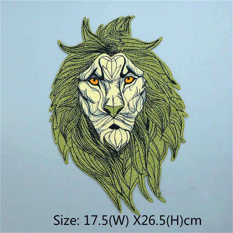 Cool Lion Patch for Clothing Large Size Motocycle Biker Patch DIY Sewing on Rock Applique Embroidery Man Coat Jacket Parches