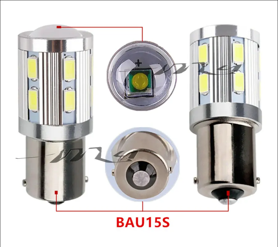 2pcs 1156 BAU15S 12 SMD Samsung 5730 led High Power lamp py21w Car LED bulbs rear brake Lights Source parking 12V White