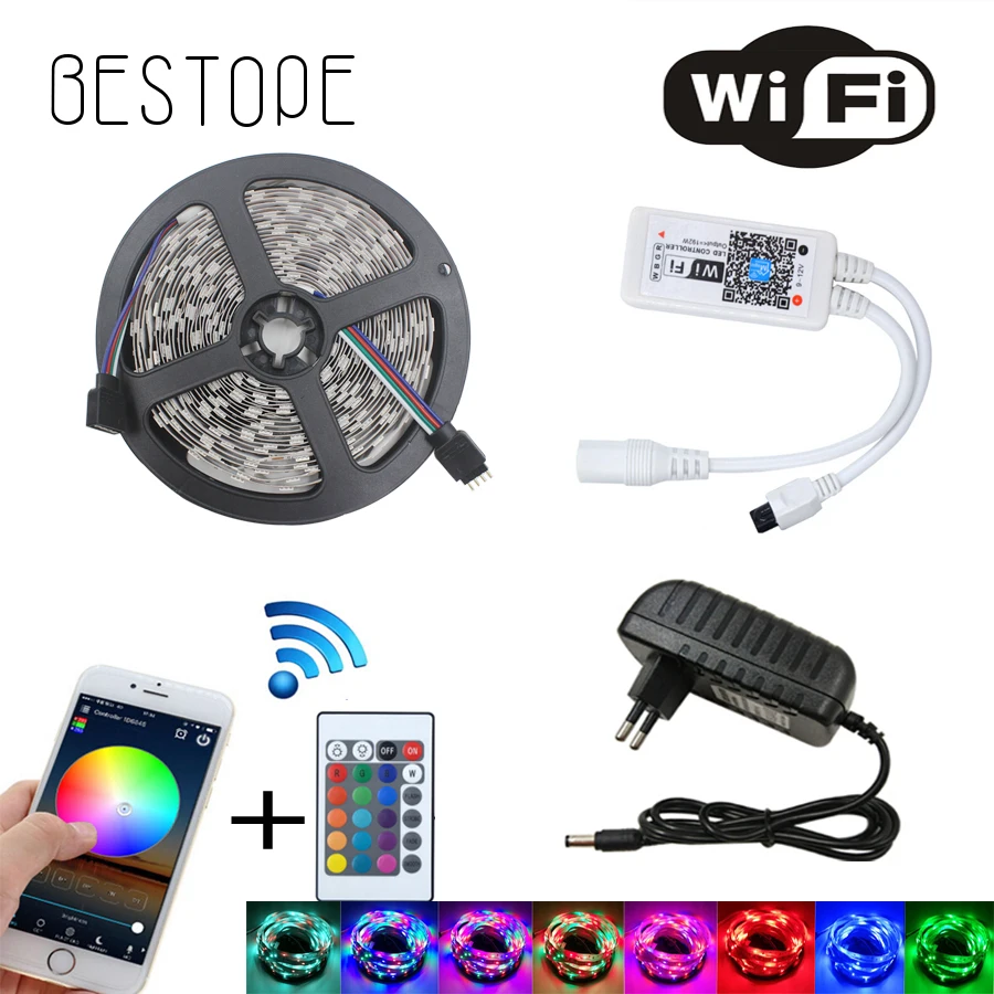 WIFI RGB LED Strip Light SMD 2835 15M 20M RGB tape DC12V Waterproof RGB ribbon diode 5M 10M led Flexible and WIFI Controller