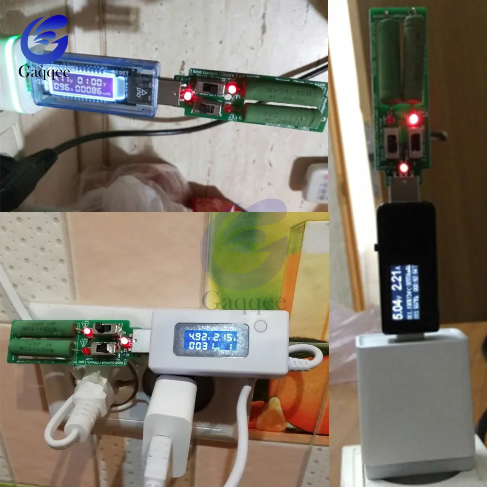 USB resistor dc electronic load With switch adjustable current 5V 1A/2A/3A battery capacity voltage discharge resistance tester