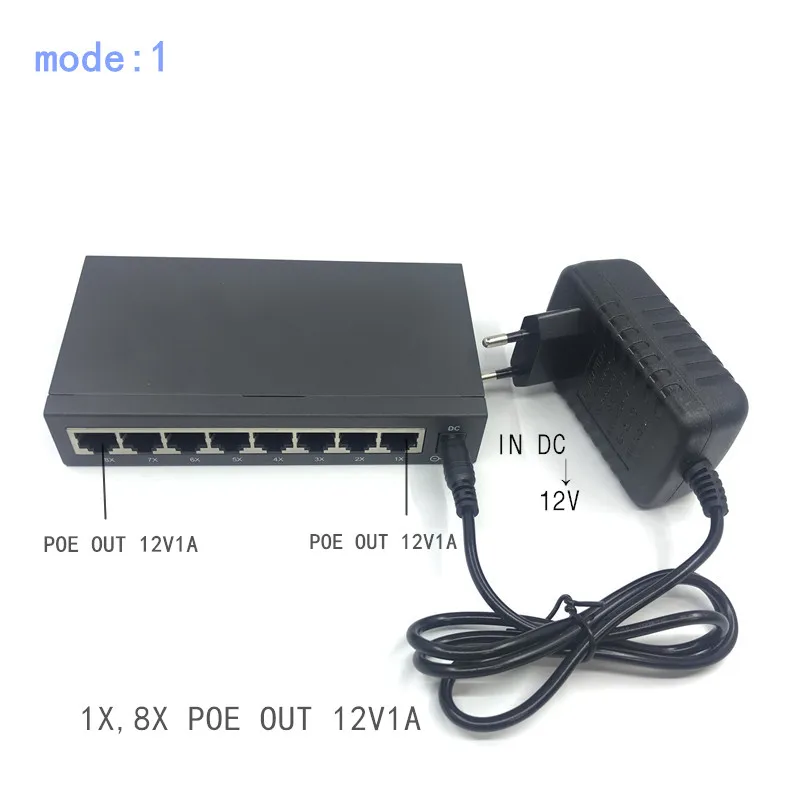 12V24v8 Port Reverse PoE Switch Power Supply Nirkabel Routing AP Haikang Kamera Jaringan Isolasi Lightning Protection Dua Power