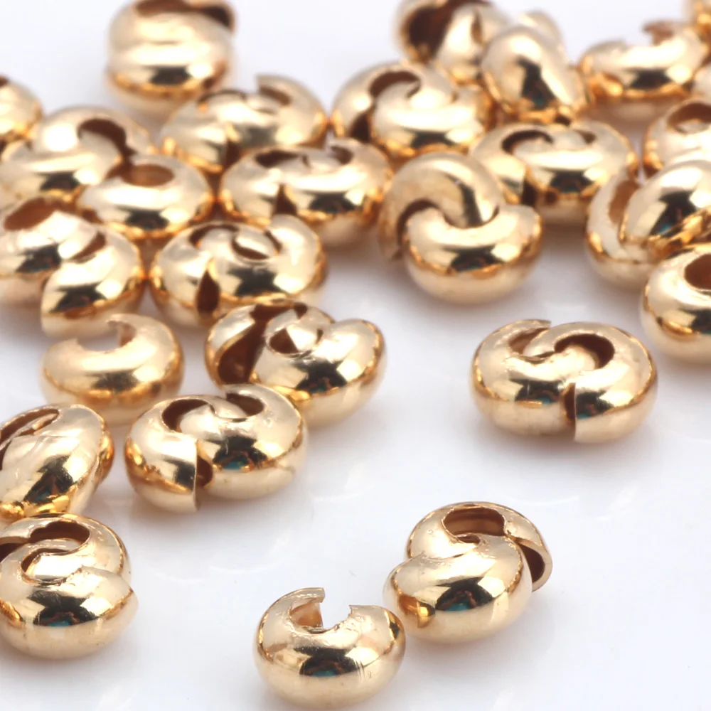 

OlingArt 120pcs/lot Plating Gold Dia 5MM/Inner dia 2MM Round snail buckle Copper Crimp Round Covers DIY Jewelry Making