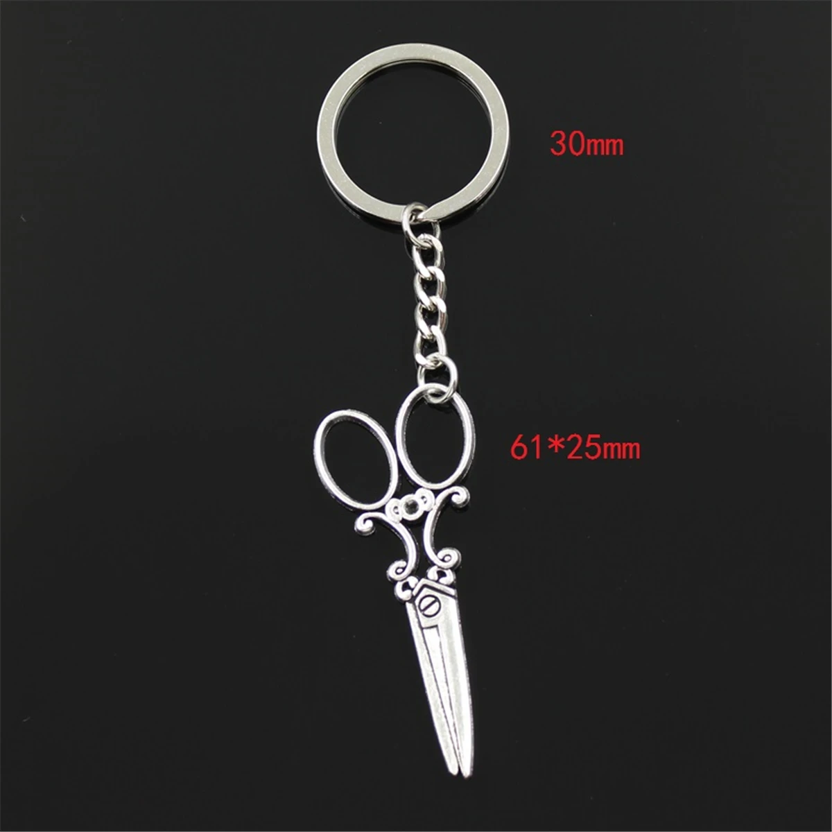 New Fashion Men 30mm Keychain DIY Metal Holder Chain Vintage Sewing Scissors 61x25mm Gold Color Bronze Silver Color Pendant Gift