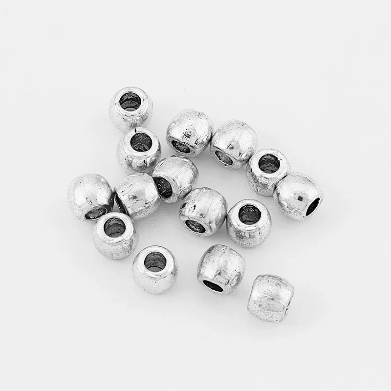 50pcs Tibetan Round Slider Spacer Beads For 2mm Round Leather Cord Diy Jewelry Findings Accessories Bijoux