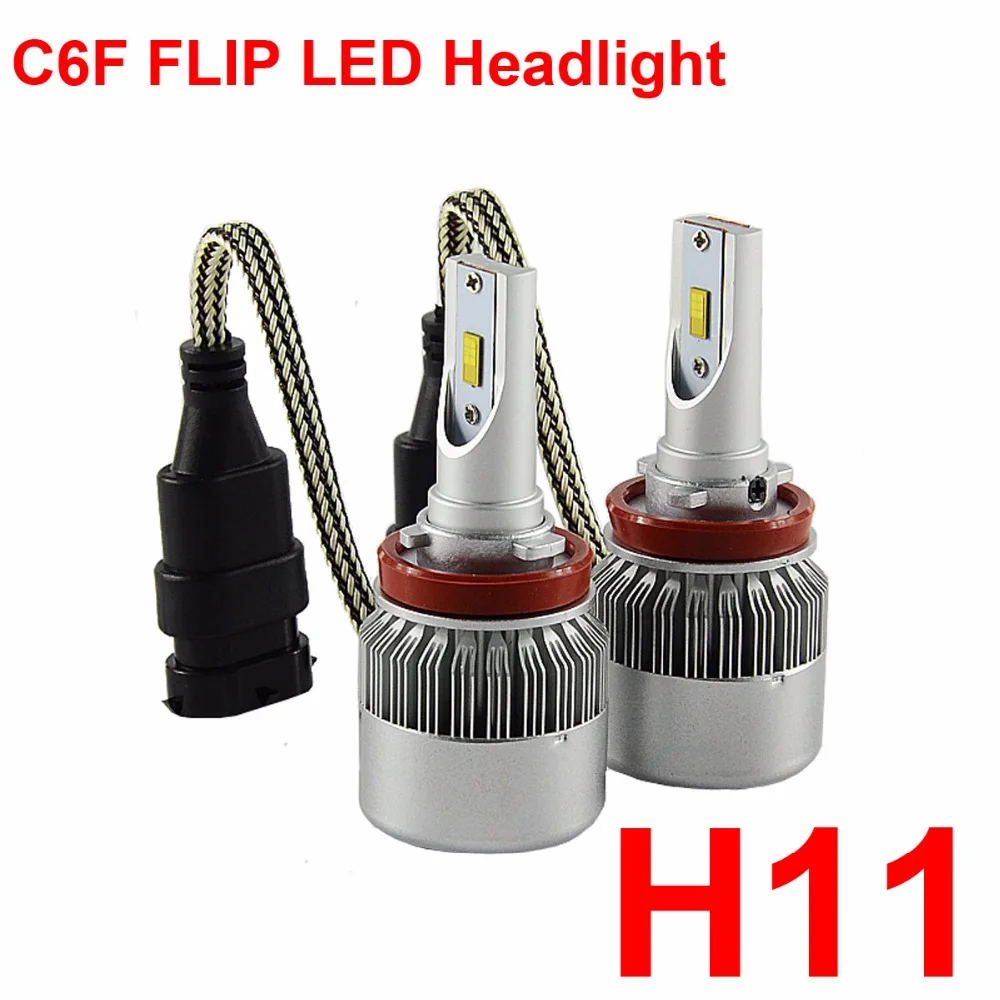 1 Set H8 H9 H11 C6F FLIP LED Headlight 72W 7600LM All-in-one FLIP Chip Built-in Fan Pure White 6000K Driving Fog Car Lamp Bulbs