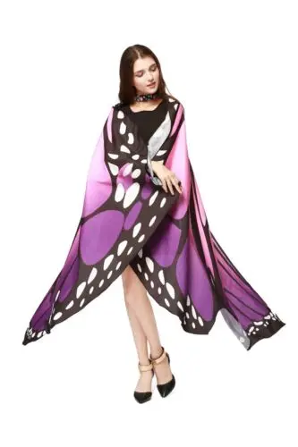 Großhandel Neue 7 Farben Frauen Schal Pashmina Flügel Cape Pfau Schal Wrap Geschenke Nette Neuheit Drucken Schals Pashminas