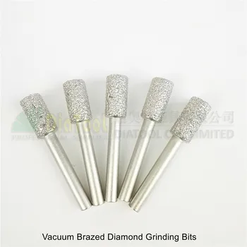 DIATOOL 5 stks Diameter 10mm Cilinder Platte End Diamond Bramen Schacht 6mm Grit 46 Vaccum Gesoldeerde Diamond Slijpen hoofd