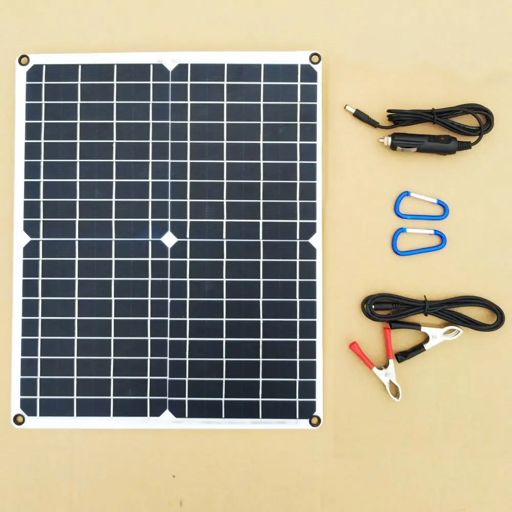 20W DC 12V 5V 3 มม.สัตว์เลี้ยงแบบพกพา Monocrystalline พลังงานแสงอาทิตย์แผงชาร์จ USB สำหรับกระเป๋าเป้สะพายหลัง/โทรศัพท์มือถือ /คอมพิวเตอร์/รถยนต์/ชาร์จไฟ