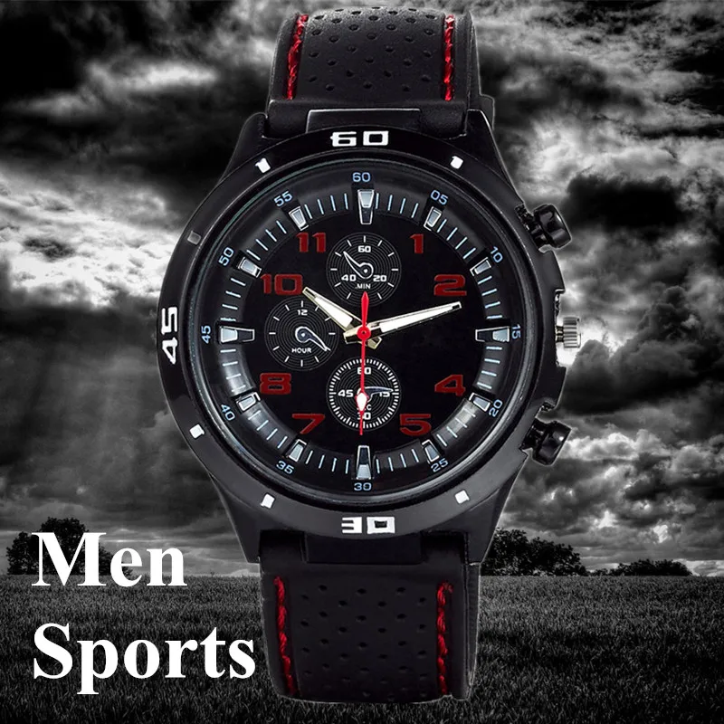 Men sports watches quartz watch F1 racing hot sale fashion male sports stylish silicone watch casual round dial relogios