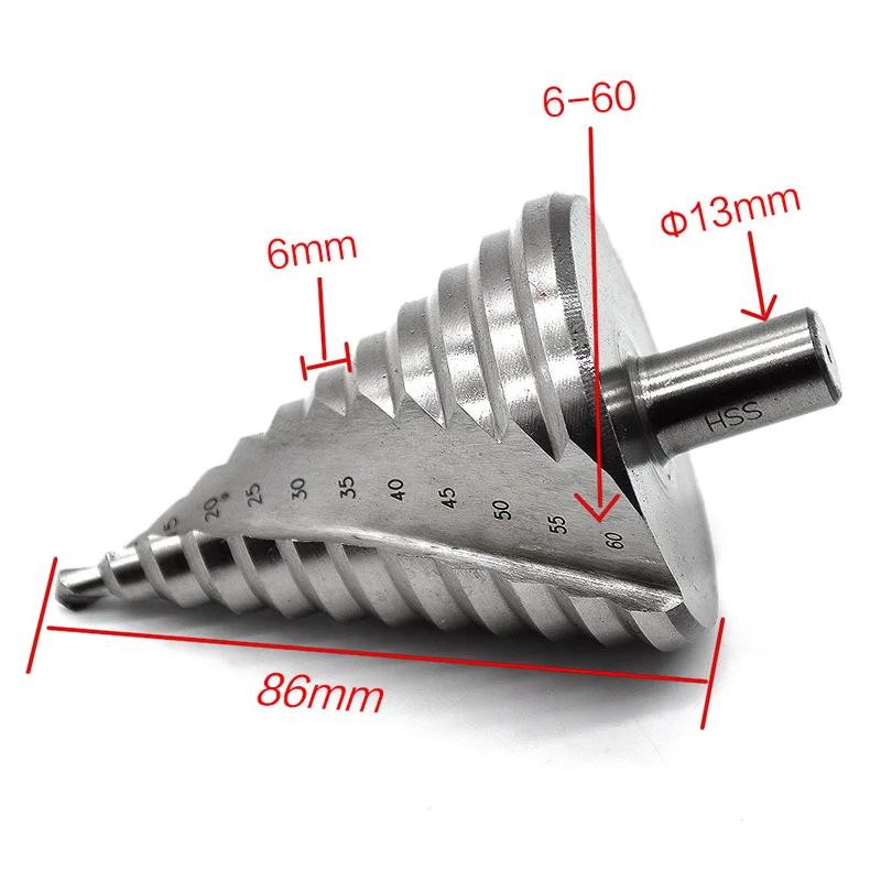 

Spiral grooved step drill 6-60MM / Multifunction Twist Drill / drilling tool / reaming High-speed steel HSS 4241